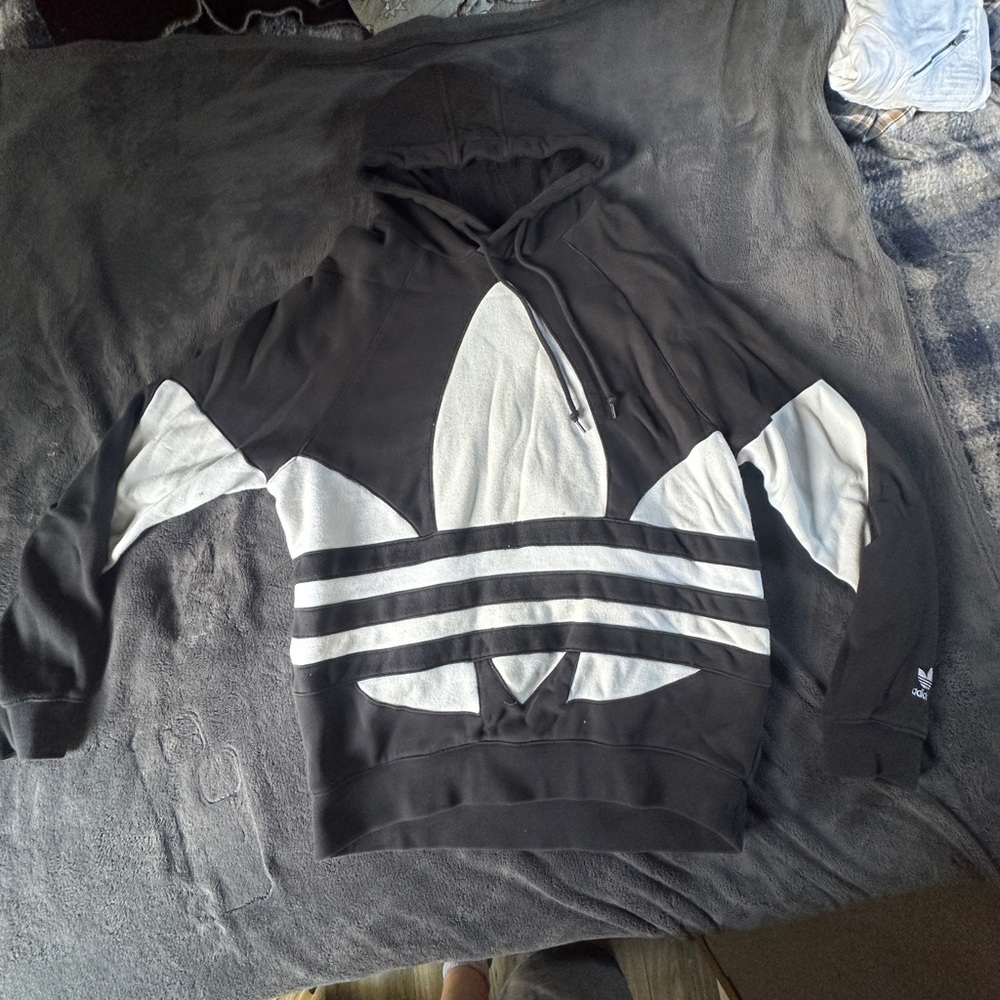 adidas black and white logo hoodie